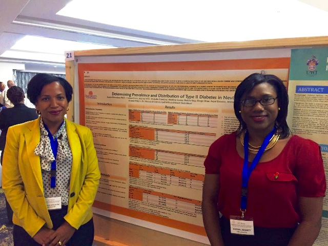 (l-r) Permanent Secretary in the Ministry of Health Nicole Slack-Liburd and Health Promotions Officer Shinell Nisbett at the Caribbean Public Health Agency’s (CARPHA) 61st Annual Health Research Conference in the Turks and Caicos Islands